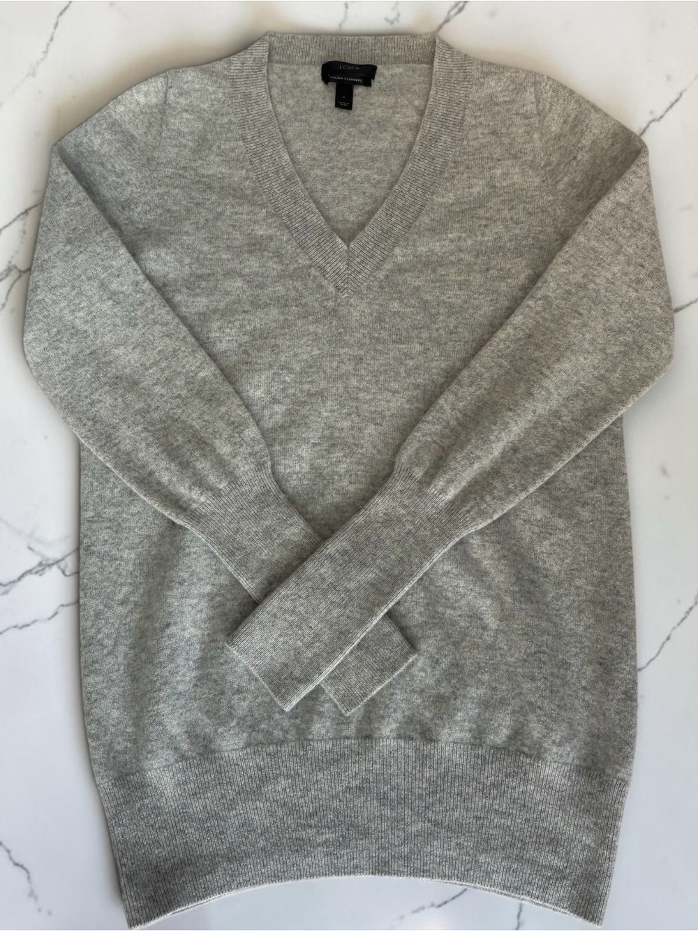 J.Crew Italian Cashmere Sweater Heather Grey 100% Cashmere Size M
